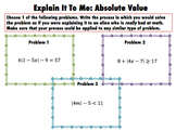 Absolute Value Writing Activity
