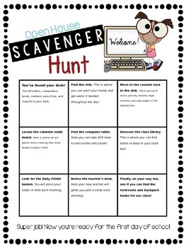 Editable Open House Scavenger Hunt Worksheets Teaching Resources Tpt