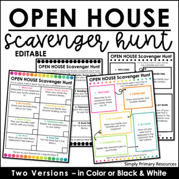 Preview of Editable Open House Scavenger Hunt | Back to School Scavenger Hunt