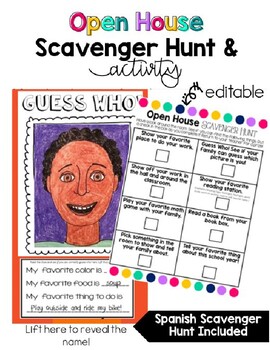 Preview of Editable Open House Scavenger Hunt and Guess Who Activity