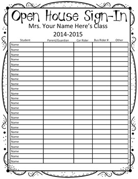 Open House Sign In Sheet (Editable) by 2fulbrighthugs TPT