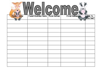 open house sign in sheet fox badger theme by neesienoodle designs