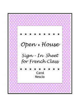 Preview of Open House ~ Back-To-School Night ~ Sign-In Sheet for French Class