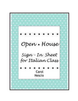 Preview of Open House ~ Sign-In Sheet for Italian Class