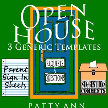 Preview of Teacher's Open House Sign In Sheets & Suggestion Forms EDITABLE Templates