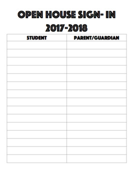 Preview of Open House Sign-in Sheet (Editable)