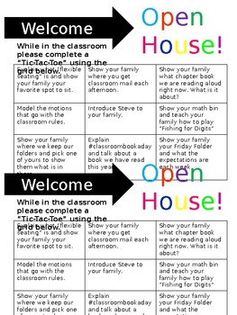 Open House Tic Tac Toe by Amber Kuehler | TPT