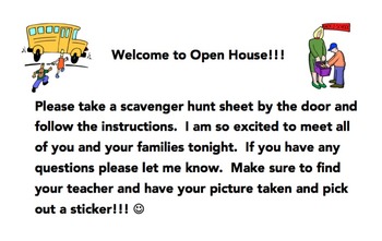 Preview of Open House Welcome and Scavenger Hunt