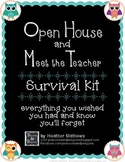 Open House and Meet the Teacher Event Survival Kit - Owls theme