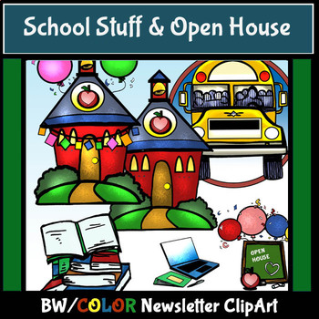 Preview of Open House and School Stuff Color/BW ClipArt!