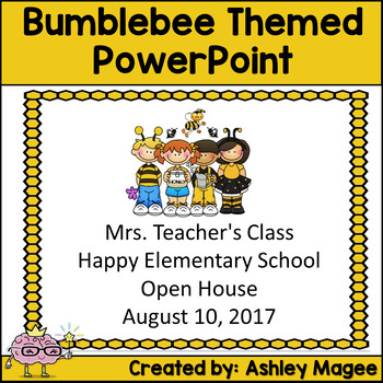 Preview of Open House or Back to School Meet the Teacher PowerPoint Presentation Bee Themed