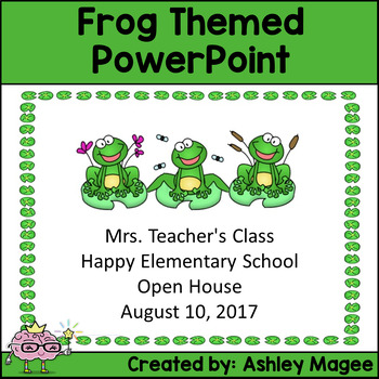 Preview of Open House or Back to School Meet the Teacher PowerPoint Presentation Frog Theme