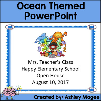 Preview of Open House Back to School Meet the Teacher PowerPoint Presentation Ocean Themed