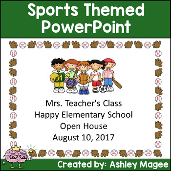 Preview of Open House Back to School Meet the Teacher PowerPoint Presentation Sports Theme