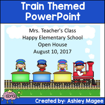 Preview of Open House Back to School Meet the Teacher PowerPoint Presentation Train Theme