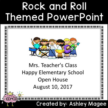 Preview of Open House or Back to School Meet the Teacher PowerPoint Rock and Roll Themed