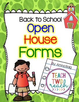 Preview of Open House/Meet the Teacher/Back to School Night  Parent Forms Freebie