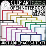 Open Notebooks Lined & Unlined CLIP ART for Digital and Pr