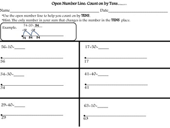 Preview of Open Number Line-Count on by Tens