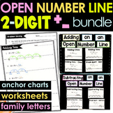 Open Number Line Addition and Subtraction Worksheets 2 dig
