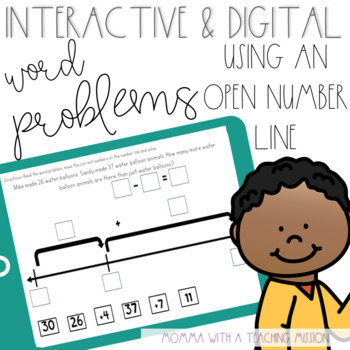Preview of Open Number Line with Word Problems for Google Drive Classroom Interactive