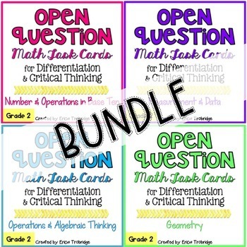 Preview of Low Floor High Ceiling / Open Question Math Task Card BUNDLE (Grade 2)