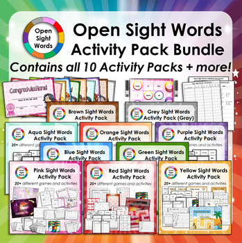 Preview of Open Sight Words for PM Readers - Activity Pack Bundle + Assessment + IWB games