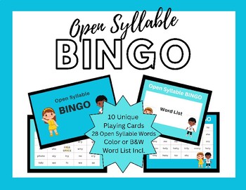 Preview of Open Syllable BINGO Game (beginning readers)