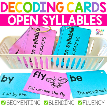 Preview of Open Syllable Decodable Cards for Segmenting, Blending & Fluency