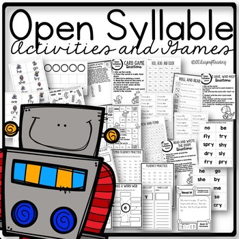 Preview of Open Syllable Decodable Science of Reading Fluency Game Center Activities ROBOT