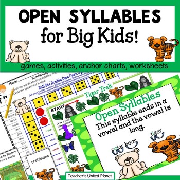 Preview of Open Syllable Multisyllabic OG & SOR Games/ Worksheets/ Activities + Easel