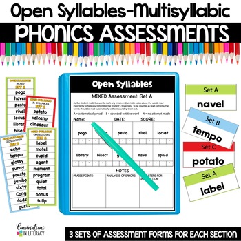 Preview of Open Syllable Reading Intervention Phonics Assessments & Student Data Sheets