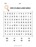 Open Syllables Word Search