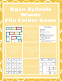 Open Syllable Words File Folder Game