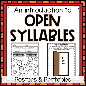 Preview of Open Syllable Worksheets