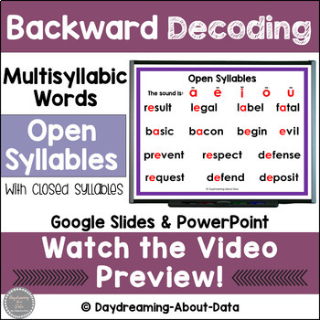 Preview of Open Syllables Backward Decoding | Closed Syllables Multisyllabic Word Reading