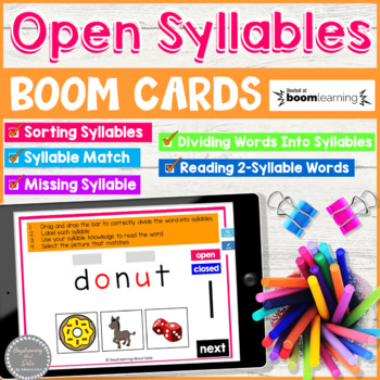 Preview of Open Syllables Boom Cards™ Distance Learning