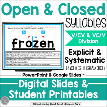 Preview of Open Syllables V/CV Closed Syllables VC/V | Structured Literacy Digital Lessons