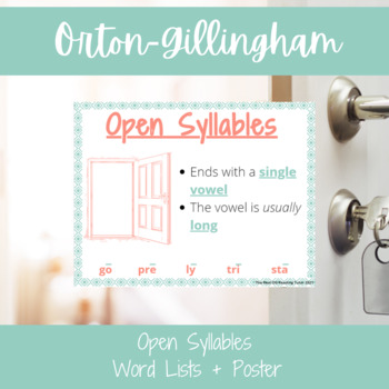 Preview of Open Syllables Word Lists + Poster (FREEBIE)