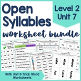 Open Syllables in Multisyllabic Words Worksheets, Level 2 
