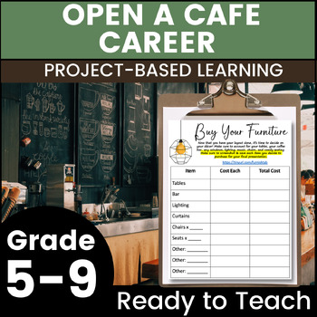 Preview of Open a Cafe - Middle & High School Project Based Learning Unit Careers PBL