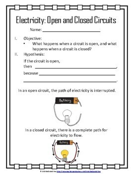 Open and Closed Circuits Electricity Lab for 4th & 5th Grade Science