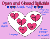 Open and Closed Syllable Heart Craft - SOR aligned, syllab