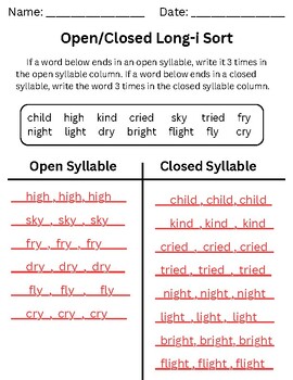 Two-Syllable Word Building Sorts - Open and Closed Syllables - Classful