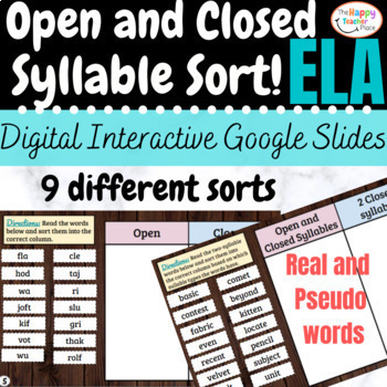 Preview of Open and Closed Syllable Phonics Sort! {Digital Interactive Google Slides}