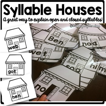 Preview of Open and Closed Syllable Review Houses for Science of Reading Lessons