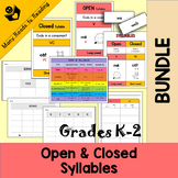 Open and Closed Syllable Sort Worksheets and Phonics Bingo
