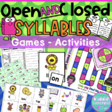 Open and Closed Syllable Worksheet - Games - Activities