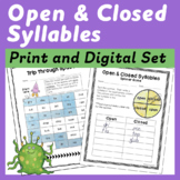 Open and Closed Syllable Worksheets Games Task Cards and More