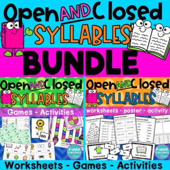 Preview of Open and Closed Syllables BUNDLE- Worksheets, Games, Activities